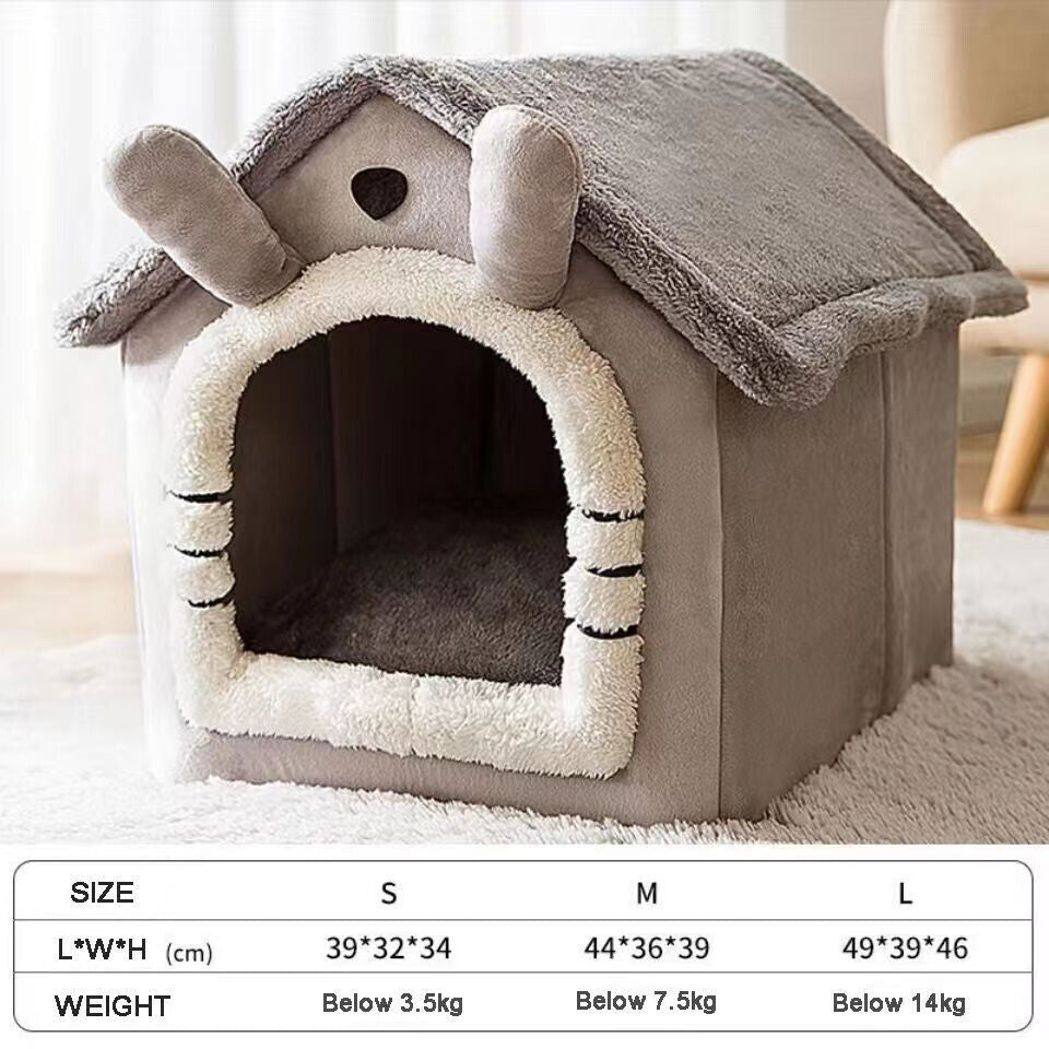 Pet Cat Kitten Dog Beds Igloo Fleece Bed Pyramid Cozy Washable Warm House Cave