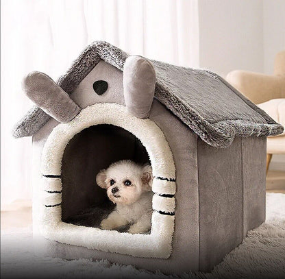 Pet Cat Kitten Dog Beds Igloo Fleece Bed Pyramid Cozy Washable Warm House Cave